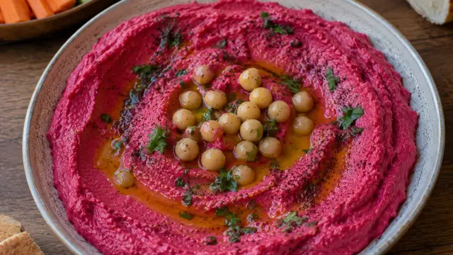 Domáci cícerový hummus s pečenou červenou repou