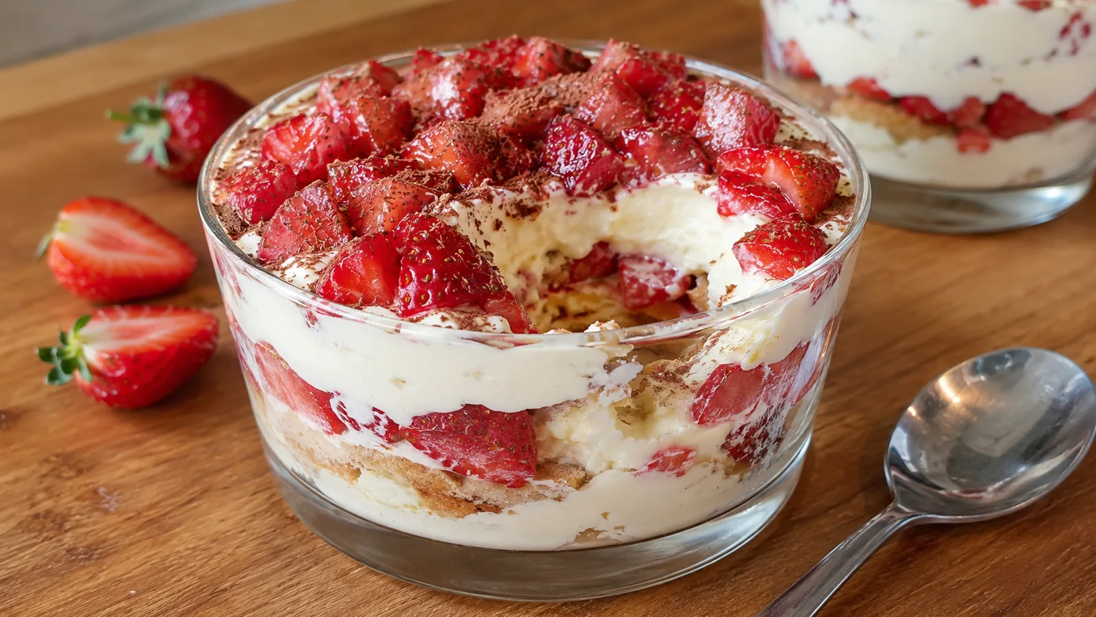 Rýchle jahodové tiramisu do pohára