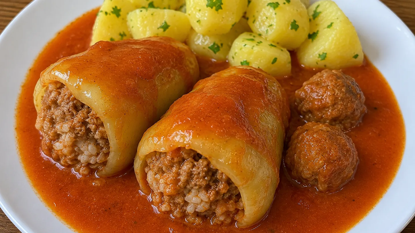 Klasická plnená paprika v paradajkovej omáčke