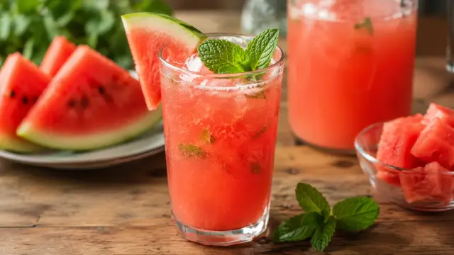 Osviežujúca domáca melónová limonáda s mätou