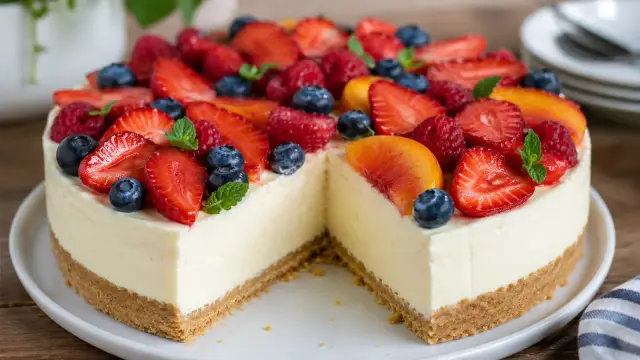Nepečená smotanová torta s letným ovocím