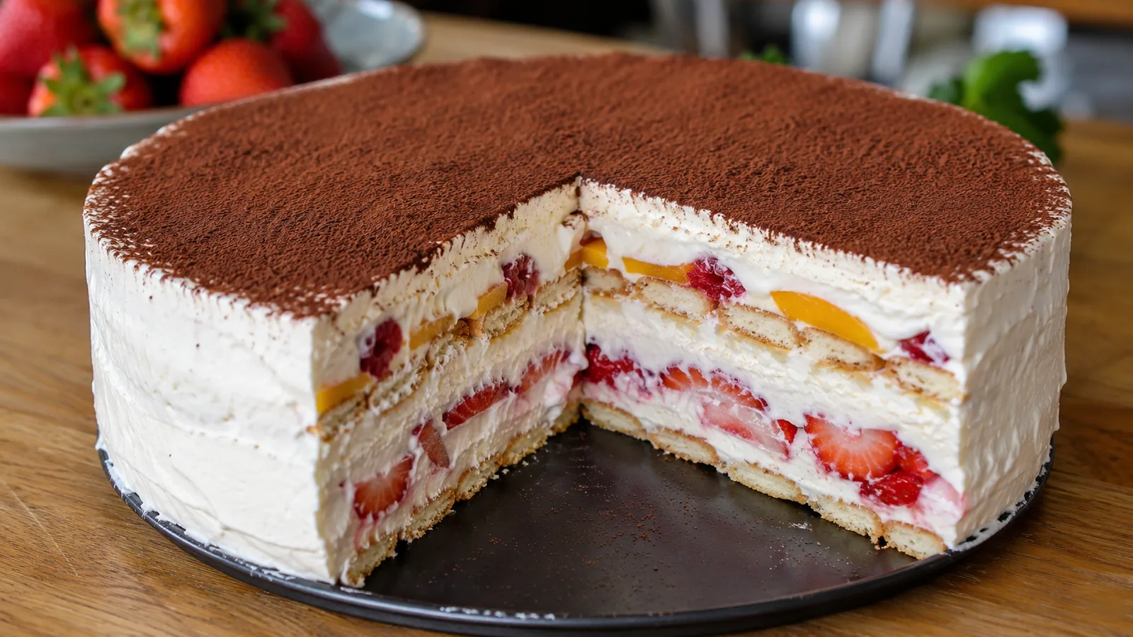 Nepečená smotanová torta s ovocím