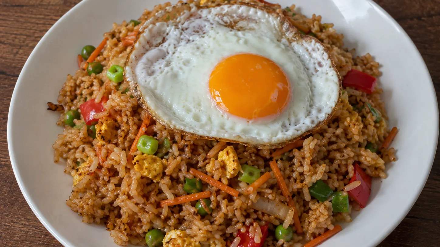 Indonézska opekaná ryža Nasi Goreng so zeleninou