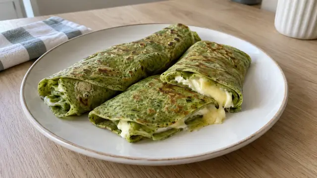 Slané špenátové palacinky plnené syrom