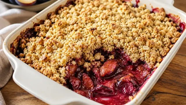 Slivkový crumble s chrumkavými ovsenými vločkami