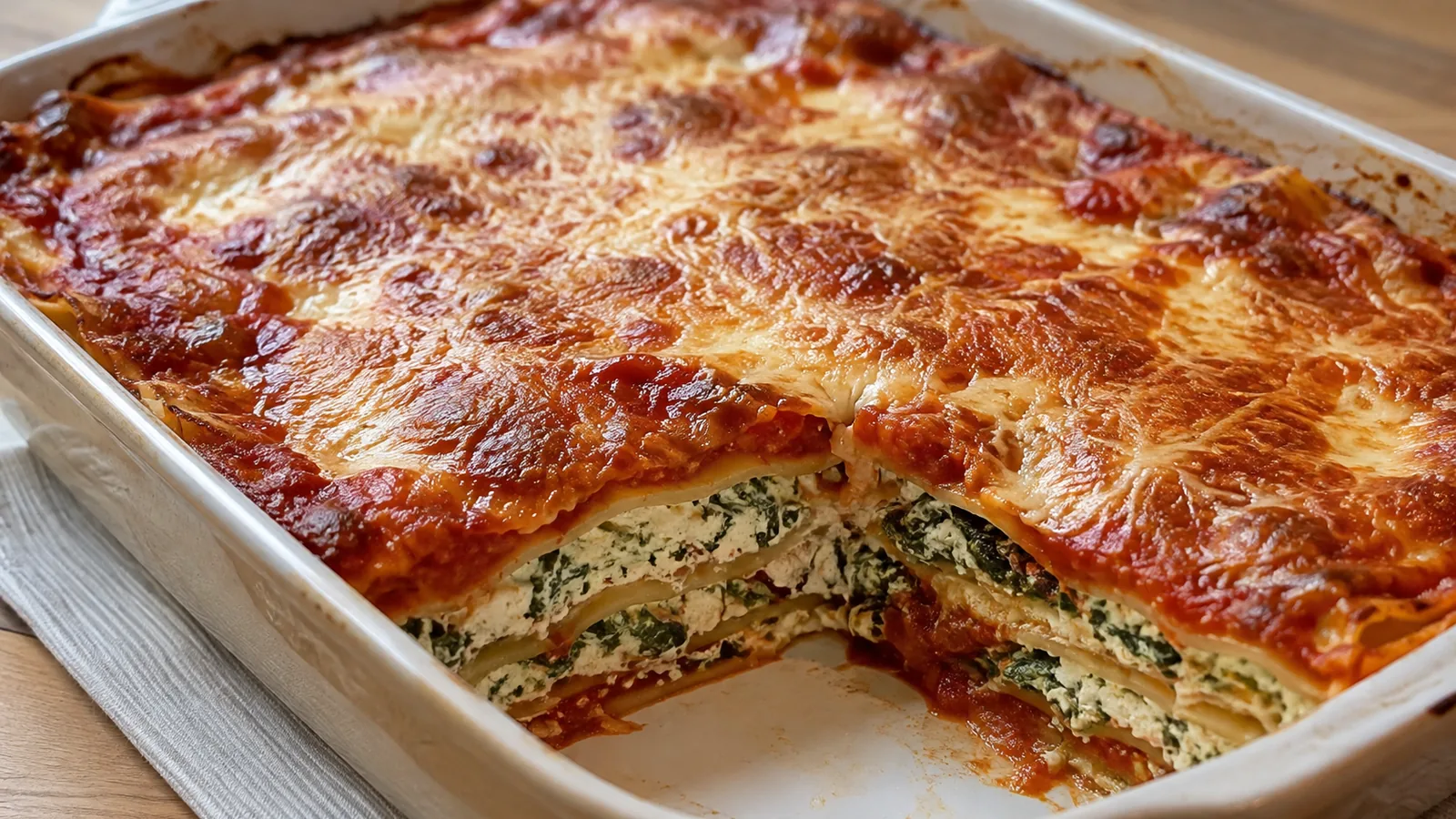 Špenátové lasagne s ricottou a parmezánom