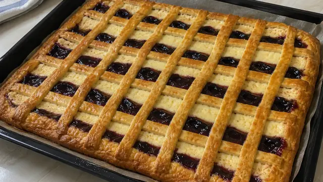 Krehký tvarohový mrežovník so slivkovým lekvárom